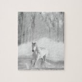 White Arabian Horse Running in Snow Legpuzzel (Verticaal)