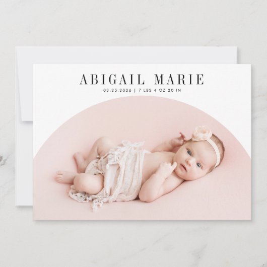 White Arch Lijst Geboorteaankondiging Kaart (Voorkant)