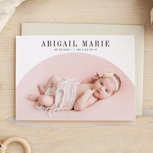 White Arch Lijst Geboorteaankondiging Kaart