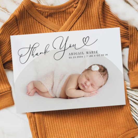 White Arch Lijst Thank You Geboorteaankondiging Aankondiging