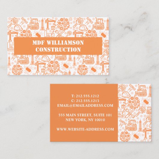 White Architectural Blueprint Engineer Pattern Visitekaartje (Voorkant / Achterkant)