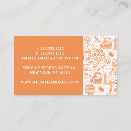 White Architectural Blueprint Engineer Pattern Visitekaartje (Achterkant)