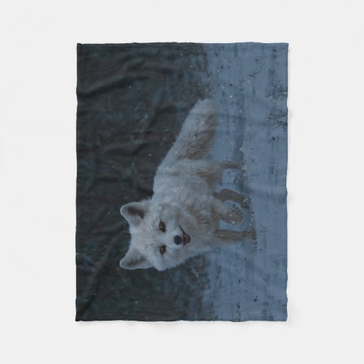 White Arctic Fox Fleece Deken (Voorkant)