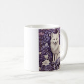 White Arctic Fox Lavendel William Morris Floral Koffiemok (Voorkant rechts)
