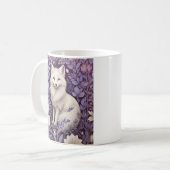 White Arctic Fox Lavendel William Morris Floral Koffiemok (Voorkant links)