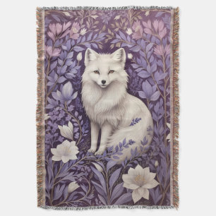 White Arctic Fox Lavendel William Morris Flowers Deken