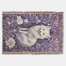 White Arctic Fox Lavendel William Morris Flowers Deken
