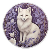 White Arctic Fox Lavendel William Morris Flowers Keramische Knop (Voorkant)