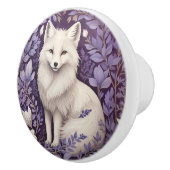 White Arctic Fox Lavendel William Morris Flowers Keramische Knop (Rechts)