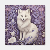 White Arctic Fox Lavendel William Morris Flowers Magneet (Voorkant)