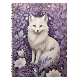White Arctic Fox Lavendel William Morris Flowers Notitieboek