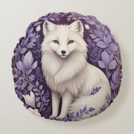 White Arctic Fox Lavendel William Morris Flowers Rond Kussen