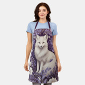 White Arctic Fox Lavendel William Morris Flowers Schort (Gedragen)