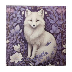 White Arctic Fox Lavendel William Morris Flowers Tegeltje