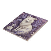 White Arctic Fox Lavendel William Morris Flowers Tegeltje (Zijkant)