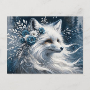 White Arctic Fox Winter Wonderland Briefkaart