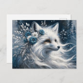 White Arctic Fox Winter Wonderland Briefkaart (Voorkant / Achterkant)
