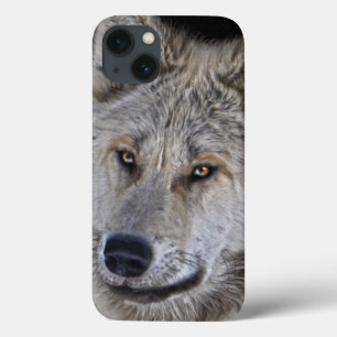 White Arctic Wolf Face Wildlife Portret iPhone 13 Hoesje