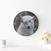 White Arctic Wolf Wildlife Art Clock Grote Klok (Huis)