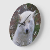 White Arctic Wolf Wildlife Art Clock Grote Klok (Hoek)