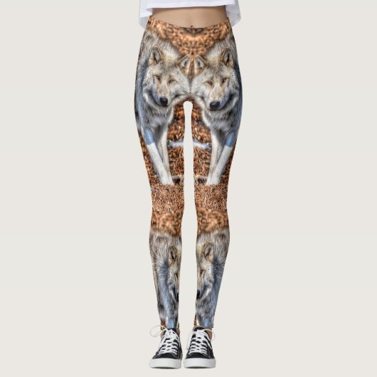 White Arctic Wolf Wildlife ontwerp Leggings (Voorkant)