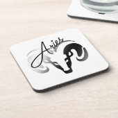 White Aries the Ram Zodiac Bier Onderzetter (Linkerzijde)