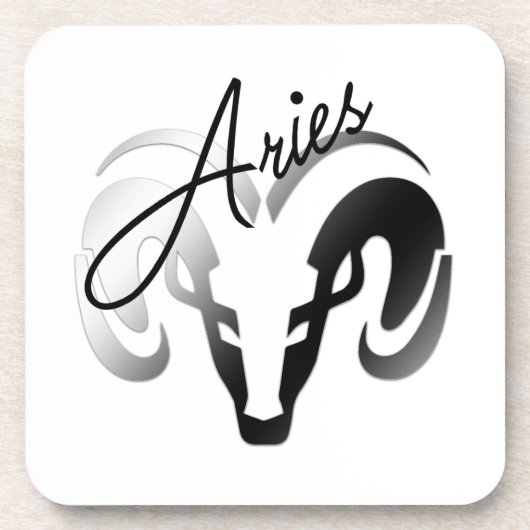 White Aries the Ram Zodiac Bier Onderzetter (Voorkant)