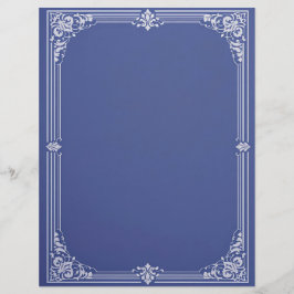 White Art Deco Frame on Dusty Blue Stationery Briefhoofd