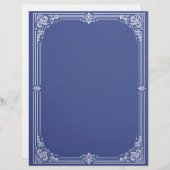 White Art Deco Frame on Dusty Blue Stationery Briefhoofd (Voorkant / Achterkant)