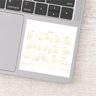 White Art Deco Gold Yarly Calendar 2023 Sticker