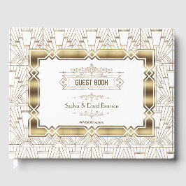 White Art Deco Great Gatsby 1920s Style Wedding Gastenboek