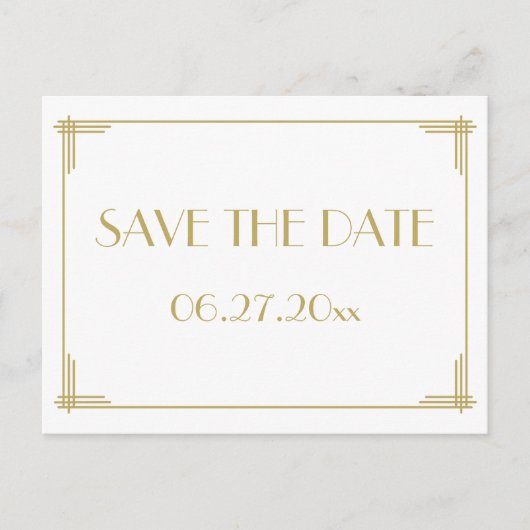 White Art Deco Great Gatsby, sla het Briefkaart Da (Voorkant)