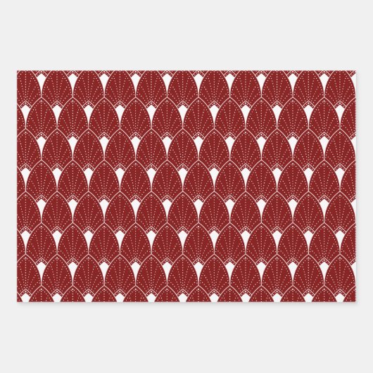 White Art Deco Pattern On Black Inpakpapier Vel (Voorkant 2)