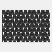 White Art Deco Pattern On Black Inpakpapier Vel (Voorkant)