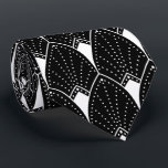 White  Art Deco Pattern op Dark Grey Stropdas<br><div class="desc">Dit witte  Kunst Deco patroon over een zwarte achtergrond is een elegant stropdas dat je aan de kantoor of aan een elegant diner kunt draag. De zwarte achtergrondkleur is een verwisselbare kleur die overeenkomt met uw kleuren.</div>