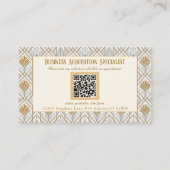 White Art Deco QR Code Visitekaartje (Achterkant)