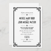 White Art Deco Retro Lijst Weddenschap Kaart (Voorkant / Achterkant)