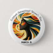 White Art Deco viert Internationale Vrouwendag Ronde Button 5,7 Cm (Voorkant)