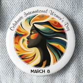 White Art Deco viert Internationale Vrouwendag Ronde Button 5,7 Cm