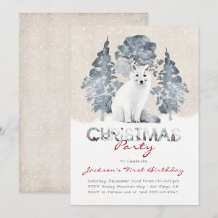 White Artic Fox Woodland - Kerstfeest Kaart