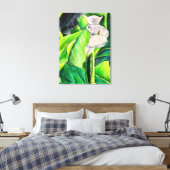 White Arum Lily waterverf tropische florale bloedi Canvas Afdruk (Insitu (Slaapkamer))