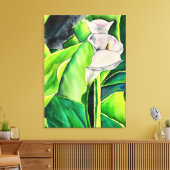 White Arum Lily waterverf tropische florale bloedi Canvas Afdruk (Insitu (Woonkamer))