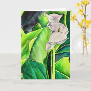 White Arum Lily waterverf tropische florale bloedi Kaart