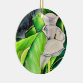 White Arum Lily waterverf tropische florale bloedi Keramisch Ornament (Rechts)