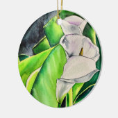 White Arum Lily waterverf tropische florale bloedi Keramisch Ornament (Links)