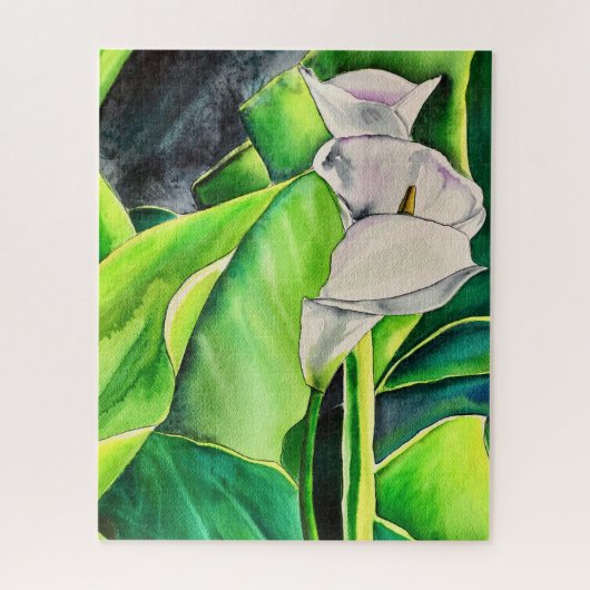 White Arum Lily waterverf tropische florale bloedi Legpuzzel (Verticaal)