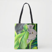 White Arum Lily waterverf tropische florale bloedi Tote Bag (Voorkant)