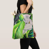 White Arum Lily waterverf tropische florale bloedi Tote Bag (Dichtbij)