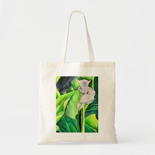 White Arum Lily waterverf tropische florale bloedi Tote Bag (Voorkant)