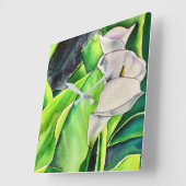 White Arum Lily waterverf tropische florale bloedi Vierkante Klok (Hoek)